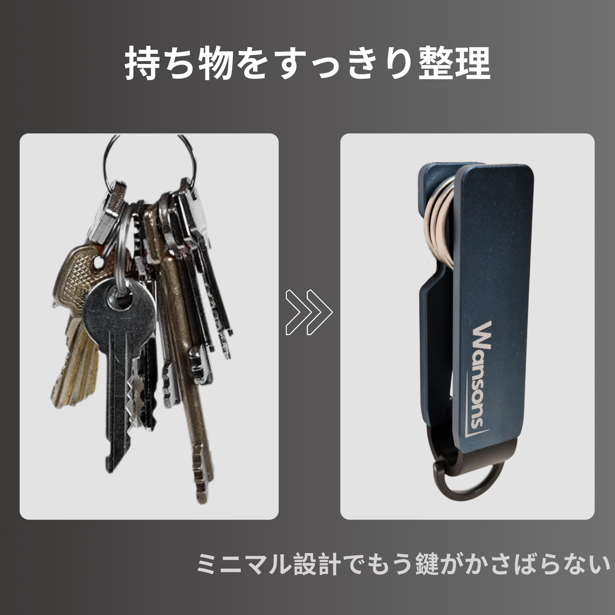 Wansons (ワンソンズ) | メタルキーオーガナイザー | アルミ製・コンパクト設計・3色展開